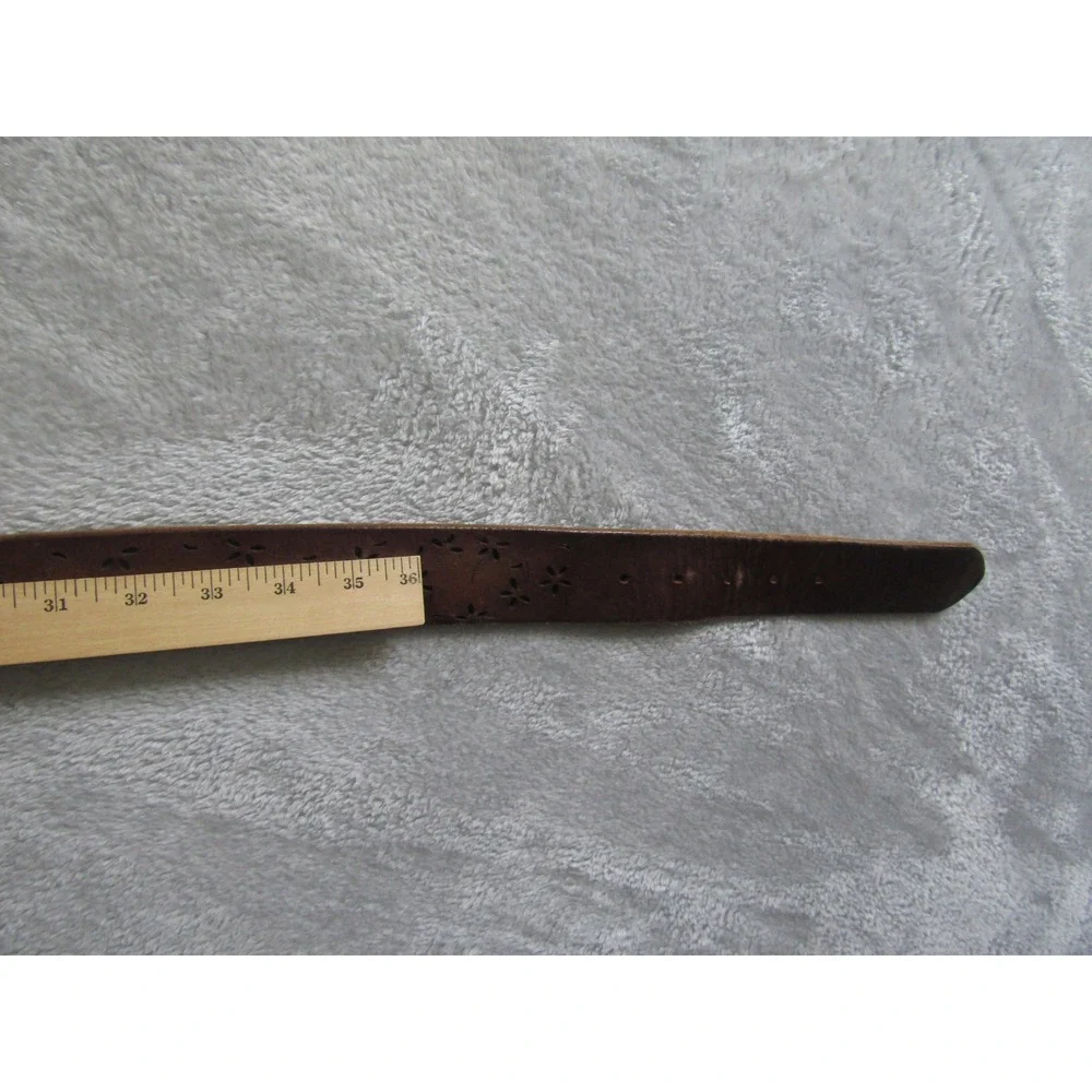 Genuine Italian Leather Brown Floral‎ Cutout Belt XXL Made in USA Boho Western
